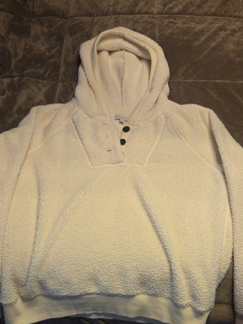 Lucky Brand Ivory Sherpa Hoodie Sweater